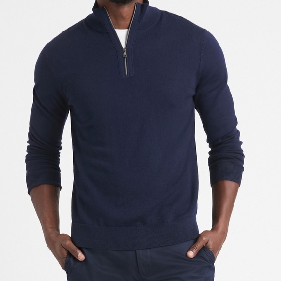 Banana Republic - Men’s Navy Half- Zip Sweater - M - Picture 1 of 6